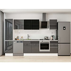 Alvinka 300x210 Cm High Gloss Mutfak Dolabı Beyaz Antrasıt Mb-e90b45s45-3 Antrasit