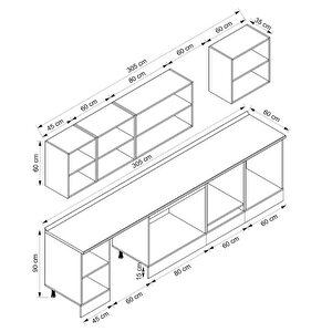 Alvinka 305x210 Cm High Gloss Mdf Mutfak Dolabı Beyaz Antrasıt M-e80s45s60-2