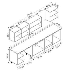 Alvinka 320x210 Cm High Gloss Mdf Mutfak Dolabı Beyaz Antrasıt M-e80s60s60-2
