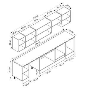 Alvinka 300x210 Cm High Gloss Mdf Mutfak Dolabı Beyaz Antrasıt M-e80s50s50-1