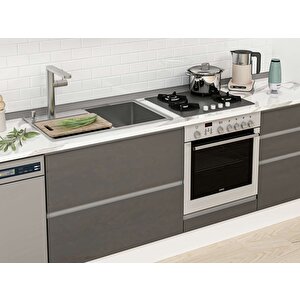 Alvinka 385x240 Cm High Gloss Mdf Mutfak Dolabı Beyaz Antrasıt Mb-e80s45s60-1 Antrasit
