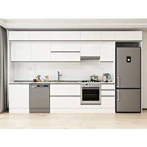 Alvinka 380x240 Cm High Gloss Mutfak Dolabı Beyaz Beyaz Mb-e80s60s40-1 Beyaz