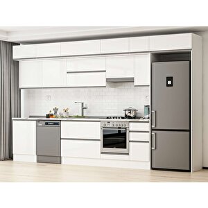 Alvinka 380x240 Cm High Gloss Mutfak Dolabı Beyaz Beyaz Mb-e80s60s40-1 Beyaz