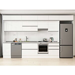 Alvinka 385x240 Cm High Gloss Mdf Mutfak Dolabı Beyaz Beyaz Mb-e80s45s60-1 Beyaz