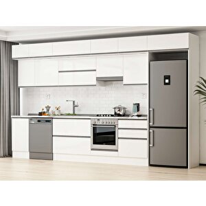 Alvinka 385x240 Cm High Gloss Mdf Mutfak Dolabı Beyaz Beyaz Mb-e80s45s60-1 Beyaz