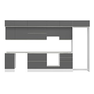 Alvinka 385x240 Cm High Gloss Mdf Mutfak Dolabı Beyaz Beyaz Mb-e80s45s60-1
