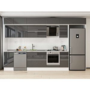 Alvinka 375x240 Cm High Gloss Mutfak Dolabı Beyaz Antrasıt Mb-e90s45s40-2 Antrasit
