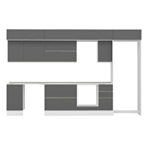 Alvinka 375x240 Cm High Gloss Mutfak Dolabı Beyaz Antrasıt Mb-e90s45s40-2