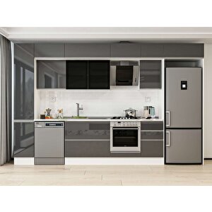 Alvinka 375x240 Cm High Gloss Mutfak Dolabı Beyaz Antrasıt Mbb-e90b40s45-3 Antrasit