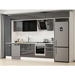 Alvinka 375x240 Cm High Gloss Mutfak Dolabı Beyaz Antrasıt Mbb-e90b40s45-3 Antrasit