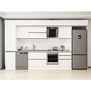 390x240 Cm High Gloss Mdf Mutfak Dolabı Beyaz Beyaz Mbb-e80b50s60-2 Beyaz