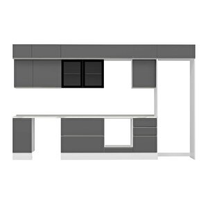Alvinka 370x240 Cm High Gloss Mutfak Dolabı Beyaz Antrasıt Mb-e80s40s50-3