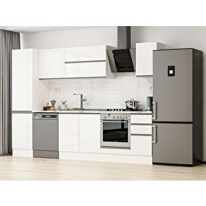 290x210 Cm High Gloss Mdf Mutfak Dolabı Beyaz Beyaz Mb-e80b50s40-2 Beyaz