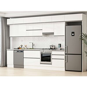 380x240 Cm High Gloss Mdf Mutfak Dolabı Beyaz Beyaz Mb-e80s40s60-1 Beyaz