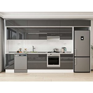 380x240 Cm High Gloss Mdf Mutfak Dolabı Beyaz Antrasıt Mb-e80s40s60-1 Antrasit