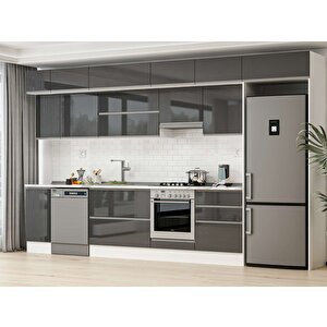 380x240 Cm High Gloss Mdf Mutfak Dolabı Beyaz Antrasıt Mb-e80s40s60-1 Antrasit