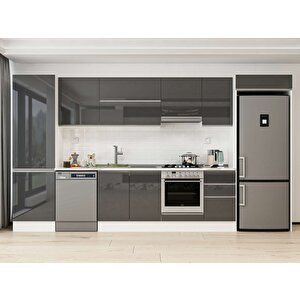 385x222 Cm High Gloss Mdf Mutfak Dolabı Beyaz Antrasıt Mbb-e80b60s45-1 Antrasit