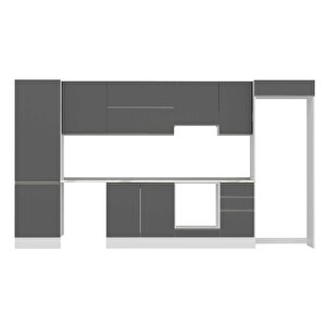 Alvinka 385x222 Cm High Gloss Mdf Mutfak Dolabı Beyaz Antrasıt Mbb-e80b60s45-1
