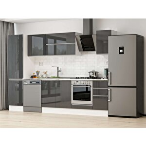 290x210 Cm High Gloss Mdf Mutfak Dolabı Beyaz Antrasıt Mb-e80b50s40-2 Antrasit