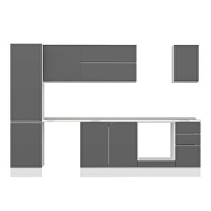 Alvinka 290x210 Cm High Gloss Mdf Mutfak Dolabı Beyaz Antrasıt Mb-e80b50s40-2