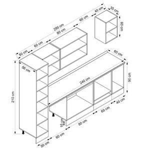 Alvinka 290x210 Cm High Gloss Mdf Mutfak Dolabı Beyaz Antrasıt Mb-e80b50s40-2