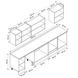 Alvinka 300x210 Cm High Gloss Mdf Mutfak Dolabı Beyaz Antrasıt M-e80s40s60-3