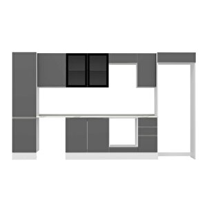 Alvinka 370x222 Cm High Gloss Mdf Mutfak Dolabı Beyaz Antrasıt Mbb-e80b50s40-3