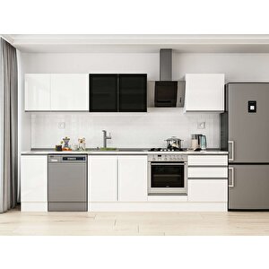 Alvinka 300x210 Cm High Gloss Mdf Mutfak Dolabı Beyaz Beyaz M-e80s40s60-3 Beyaz
