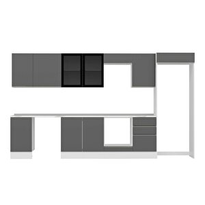 Alvinka 375x222 Cm High Gloss Mutfak Dolabı Beyaz Antrasıt Mb-e80s45s50-3