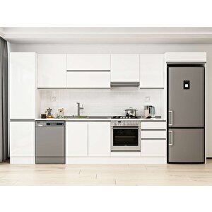 380x222 Cm High Gloss Mutfak Dolabı Beyaz Beyaz Mbb-e80b50s50-1 Beyaz