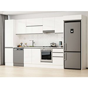 380x222 Cm High Gloss Mutfak Dolabı Beyaz Beyaz Mbb-e80b50s50-1 Beyaz