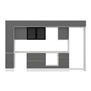 Alvinka 380x240 Cm High Gloss Mutfak Dolabı Beyaz Antrasıt Mbb-e90b40s50-3