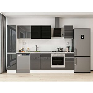 280x210 Cm High Gloss Mdf Mutfak Dolabı Beyaz Antrasıt Mb-e80b40s40-3 Antrasit