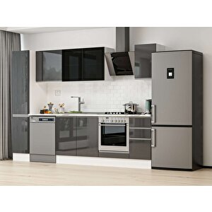 280x210 Cm High Gloss Mdf Mutfak Dolabı Beyaz Antrasıt Mb-e80b40s40-3 Antrasit