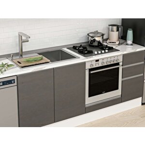 280x210 Cm High Gloss Mdf Mutfak Dolabı Beyaz Antrasıt Mb-e80b40s40-3 Antrasit