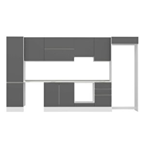 Alvinka 380x222 Cm High Gloss Mutfak Dolabı Beyaz Antrasıt Mbb-e80b50s50-1