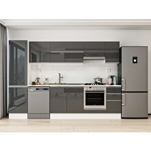 290x210 Cm High Gloss Mdf Mutfak Dolabı Beyaz Antrasıt Mb-e80b50s40-1 Antrasit