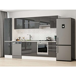 290x210 Cm High Gloss Mdf Mutfak Dolabı Beyaz Antrasıt Mb-e80b50s40-1 Antrasit