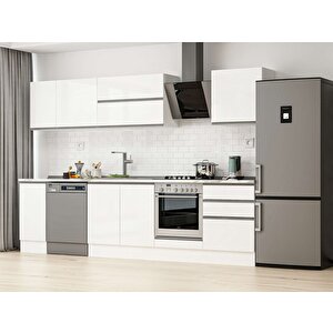 300x210 Cm High Gloss Mdf Mutfak Dolabı Beyaz Beyaz M-e80s40s60-2 Beyaz