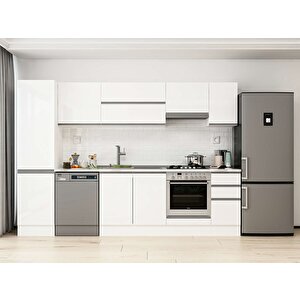 290x210 Cm High Gloss Mdf Mutfak Dolabı Beyaz Beyaz Mb-e80b50s40-1 Beyaz