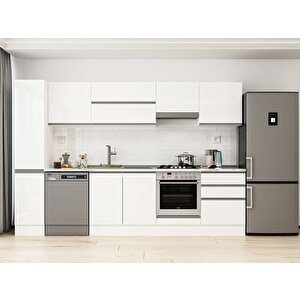 300x210 Cm High Gloss Mutfak Dolabı Beyaz Beyaz Mb-e80b40s60-1 Beyaz