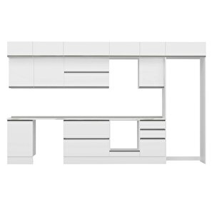 Alvinka 380x240 Cm High Gloss Mdf Mutfak Dolabı Beyaz Beyaz Mb-e80s50s50-2