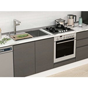 305x210 Cm High Gloss Mdf Mutfak Dolabı Beyaz Antrasıt M-e80s45s60-3 Antrasit