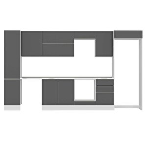 Alvinka 385x222 Cm High Gloss Mutfak Dolabı Beyaz Antrasıt Mbb-e90b45s50-2