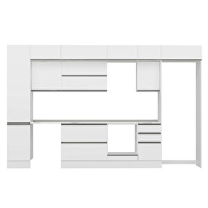 Alvinka 370x240 Cm High Gloss Mutfak Dolabı Beyaz Beyaz Mbb-e80b45s45-2