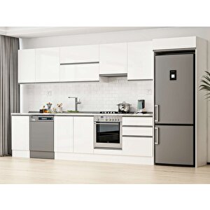 Alvinka 385x222 Cm High Gloss Mutfak Dolabı Beyaz Beyaz Mb-e80s45s60-1 Beyaz