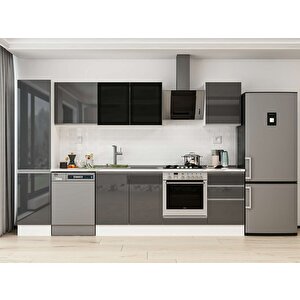 Alvinka 295x210 Cm High Gloss Mutfak Dolabı Beyaz Antrasıt Mb-e80b45s50-3 Antrasit