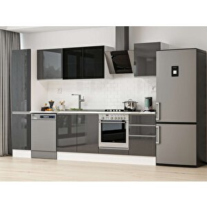 Alvinka 295x210 Cm High Gloss Mutfak Dolabı Beyaz Antrasıt Mb-e80b45s50-3 Antrasit