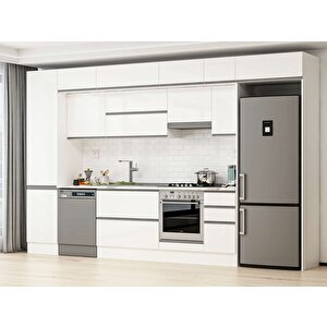 Alvinka 380x240 Cm High Gloss Mdf Mutfak Dolabı Beyaz Beyaz Mbb-e90b50s40-1 Beyaz