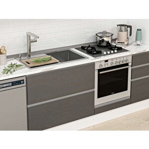 Alvinka 380x240 Cm High Gloss Mdf Mutfak Dolabı Beyaz Antrasıt Mbb-e90b50s40-1 Antrasit